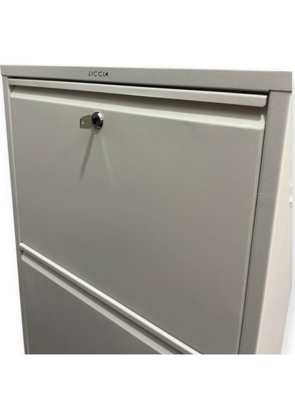 Metal Ayakkabılık 4 Lü Beyaz Kilitli Model