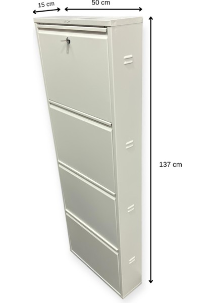 Metal Ayakkabılık 4 Lü Beyaz Kilitli Model