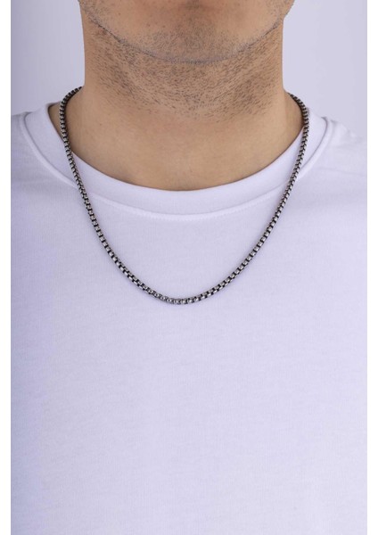 Geçmeli Kare Çelik Erkek Zincir Kolye