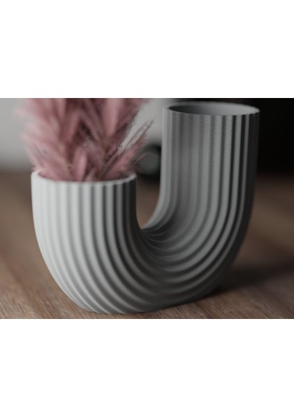 U Formlu Çift Ağızlı Dekoratif Vazo – Modern Minimalist Ev Aksesuarı fiyatları