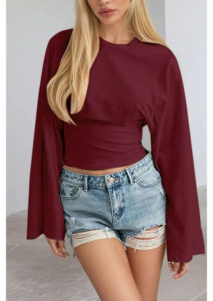 Siyah - Bordo 2li Paket Kadın Uzun Kollu Belden Oturtmalı Bluz indirimleri