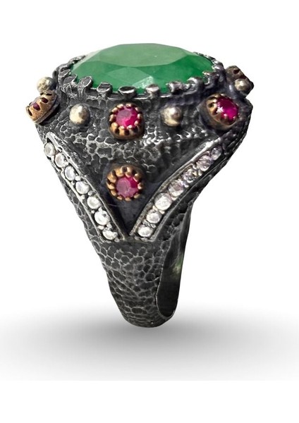 Otantik Doğal Zümrüt Taşlı Gümüş Vintage Kadın Yüzük fiyatları