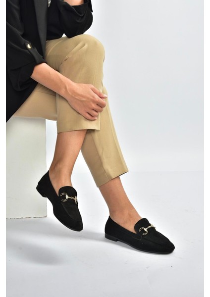 V250017002 Siyah Süet Günlük Kadın Ayakkabı