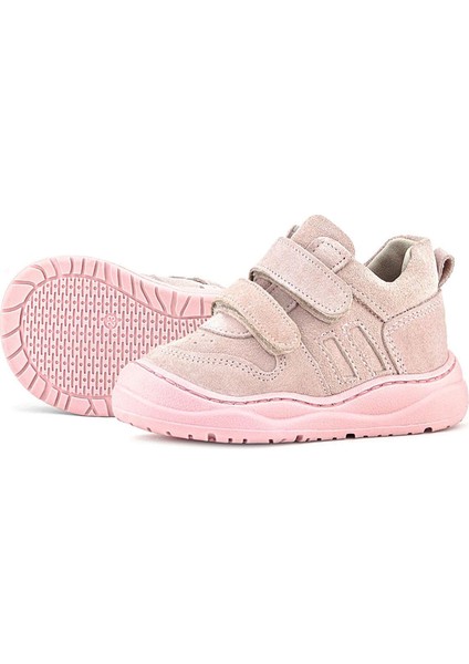 Schaggy Hakiki Deri Pudra Pembe Cırtlı Bebek Spor Ayakkabı