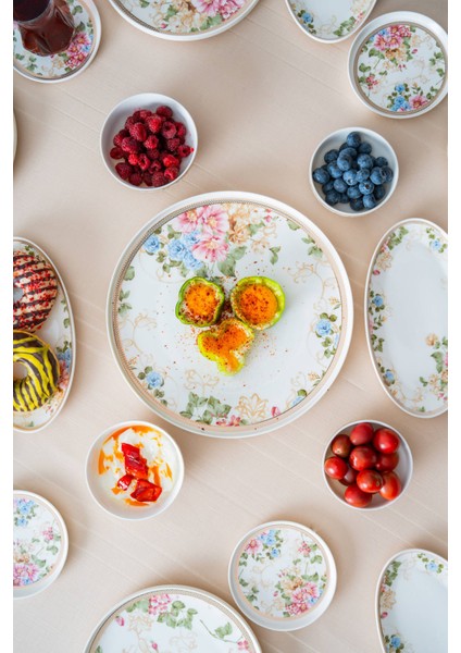 Freya 6 Kişilik 23 Parça Kare Porselen Kahvaltı Takımı - Servis Seti