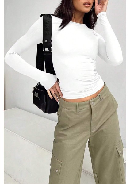 Kadın Bisiklet Yaka Basic Uzun Kollu Likralı Body indirimleri