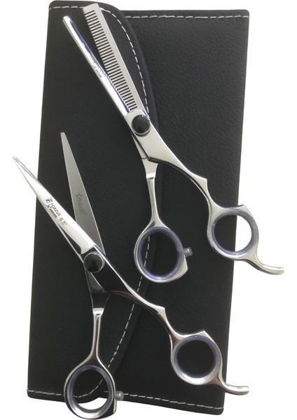 Profesyonel Berber Kuaför Saç Kesim Makas Seti 6.5 Inc 2'li Deri Çanta Model FRZ65SYH