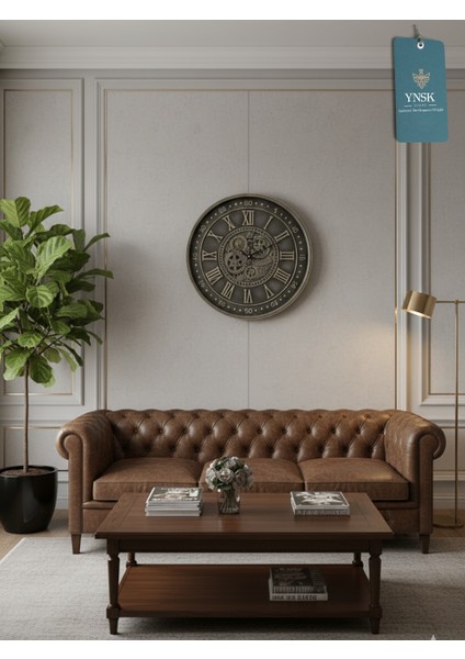 Aurelius | Metal Çark Mekanizmalı Antik Duvar Saati, Ev Saati, Ofis Saati 60 x 60 cm fiyatları