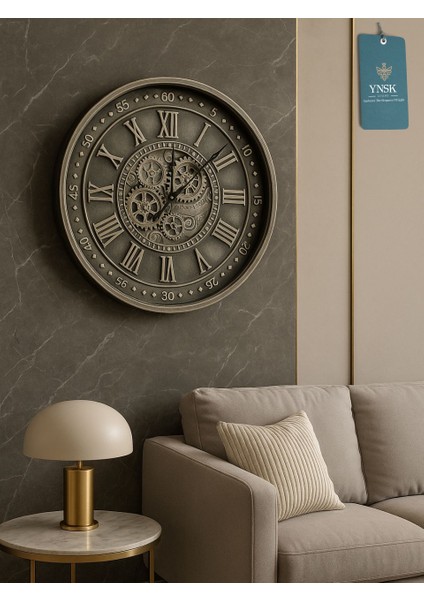 Aurelius | Metal Çark Mekanizmalı Antik Duvar Saati, Ev Saati, Ofis Saati 60 x 60 cm fırsatları