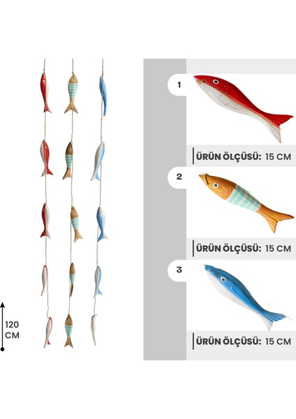 Askılı Beşli Balık Üçlü Set Ahşap Dekorasyon Balkon Bahçe Teras modelleri