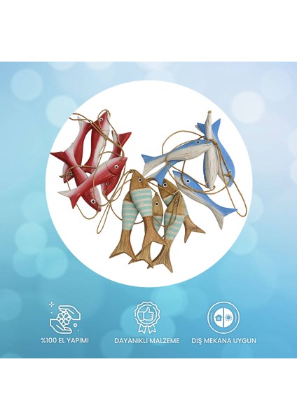 Askılı Beşli Balık Üçlü Set Ahşap Dekorasyon Balkon Bahçe Teras fırsatları