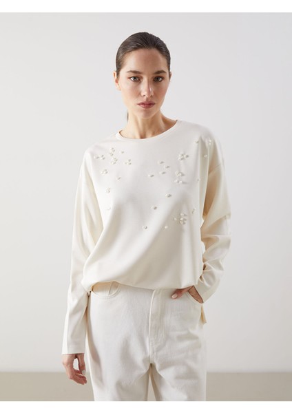 Yeni Sezon Bisiklet Yaka Taşlı Kadın Tunik