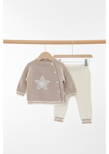 Triko Örme Yıldız Desenli Soft Dokulu Bebek Takımı