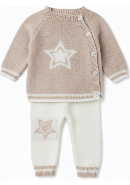 Triko Örme Yıldız Desenli Soft Dokulu Bebek Takımı modelleri