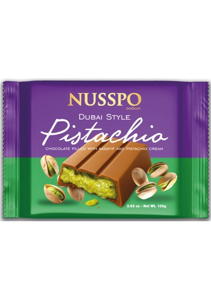 A.fıstığı Kremalı Kadayıflı Sütlü Çikolata (Dubai Style) 100 gr