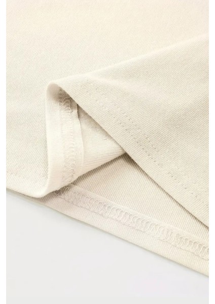 Bej Bisiklet Yaka Basic Kadın Tişört indirimleri