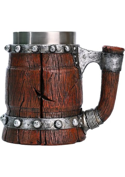 Premium Paslanmaz Çelik Iç Hazneli Ahşap Görünümlü Bira Kupası – Varil Tasarım 600 ml fiyatları