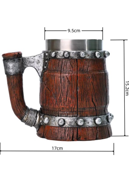 Premium Paslanmaz Çelik Iç Hazneli Ahşap Görünümlü Bira Kupası – Varil Tasarım 600 ml fırsatları