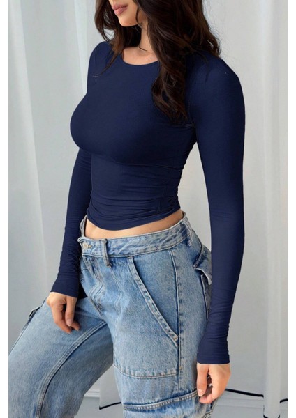 Kadın Bisiklet Yaka Basic Uzun Kollu Likralı Body modelleri