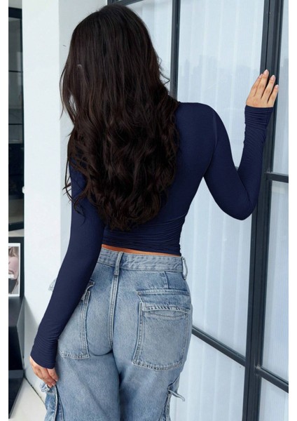 Kadın Bisiklet Yaka Basic Uzun Kollu Likralı Body indirimleri