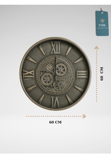 Valerius | Metal Çark Mekanizmalı Antik Duvar Saati, Ev Saati, Ofis Saati 60 x 60 cm fırsatları