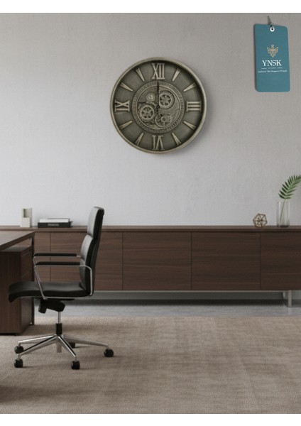 Valerius | Metal Çark Mekanizmalı Antik Duvar Saati, Ev Saati, Ofis Saati 60 x 60 cm indirimleri