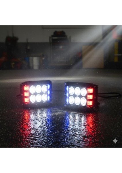Offroad Sis Lambası - 12 Ledli 36W Beyaz-Kırmızı-Mavi (2'li)