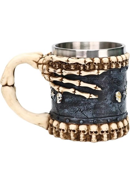 Premium Paslanmaz Çelik Iç Hazneli Iskelet Görünümlü Bira Kupası – Iskelet Tasarım 450 ml indirimleri