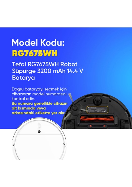 Tefal RG7675WH Robot Süpürge 3200 Mah 14.4 V Batarya – Orjinal Uyumlu Uzun Ömürlü, Yüksek Performans Pil fiyatları
