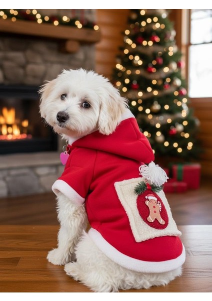 Kartopu Yılbaşı Köpek Kıyafeti Premium Kırmızı Polar | Kapüşonlu Noel Köpek Kostümü | Küçük Irklar Için fiyatları