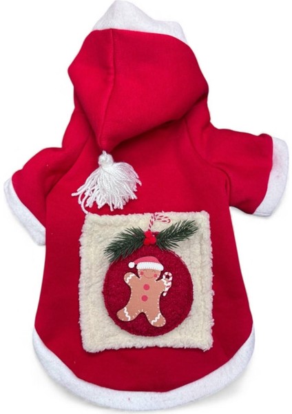 Kartopu Yılbaşı Köpek Kıyafeti Premium Kırmızı Polar | Kapüşonlu Noel Köpek Kostümü | Küçük Irklar Için indirimleri