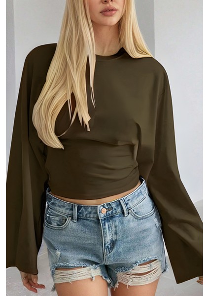 Kadın Uzun Kollu Belden Oturtmalı Bluz modelleri