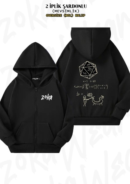 Unisex The Science Of 20 Sided Dice Baskılı Oversize Sırt Baskılı Fermuarlı Kapşonlu Hırka