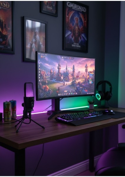 Mv-3 Siyah Rgb USB Oyuncu Yayıncı ve Podcast Için Uyumlu Condenser Mikrofon