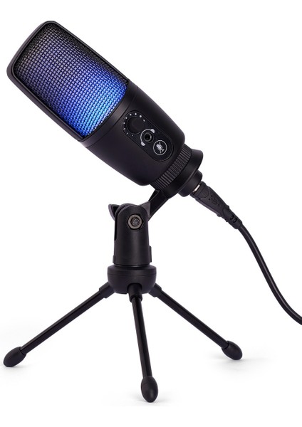 Mv-3 Siyah Rgb USB Oyuncu Yayıncı ve Podcast Için Uyumlu Condenser Mikrofon