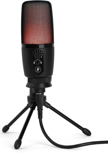 Mv-3 Siyah Rgb USB Oyuncu Yayıncı ve Podcast Için Uyumlu Condenser Mikrofon
