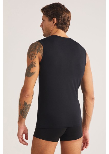 Nick Erkek Bisiklet Yaka Sıfır Kollu Pamuklu 2'li Atlet Set modelleri