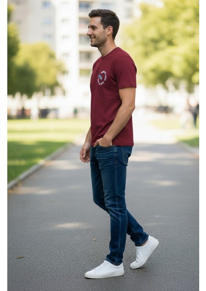 Erkek Sıfır Yaka Baskılı Tshirt fiyatları