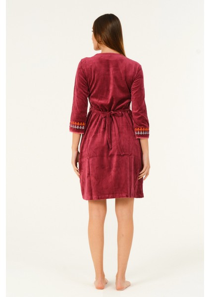 Fermuarlı Cepli Nakış Detaylı Kadife Pamuklu Elbise fırsatları