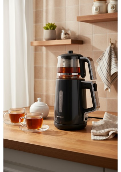 Venedik Cam Demlikli Çay Makinesi Gri fırsatları