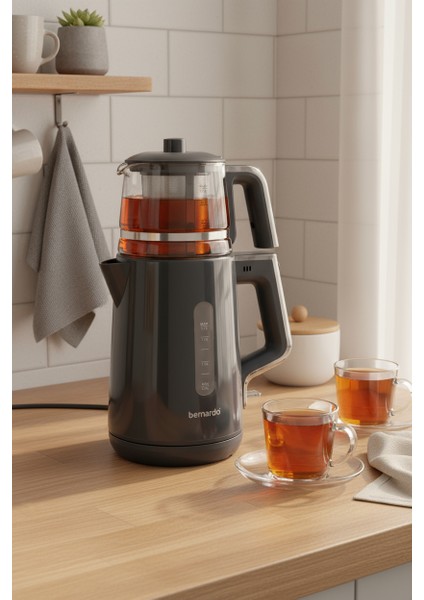 Venedik Cam Demlikli Çay Makinesi Gri indirimleri