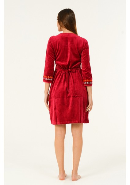 Fermuarlı Cepli Nakış Detaylı Kadife Pamuklu Elbise fırsatları