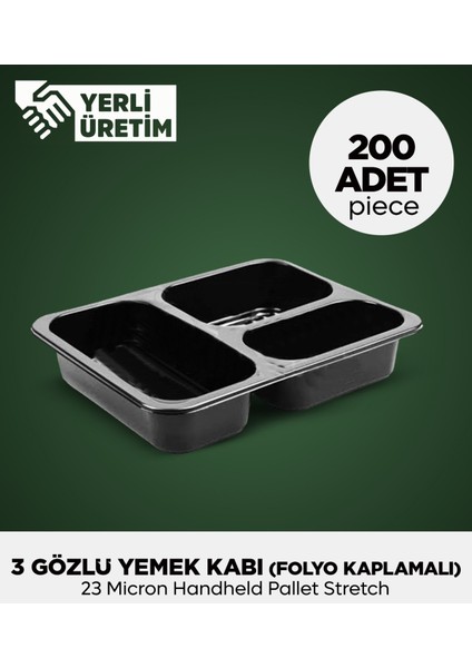 3 Gözlü Yemek Kabı 200 Adet