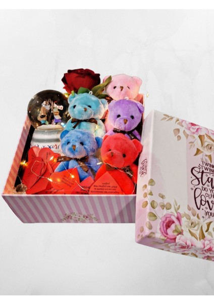 Romantik Hediye Kutusu Işıklı kalpli Mesajlı Kar Küresi ve Peluş Ayıcıklarla Dolu Sevgiliye Hediye indirimleri
