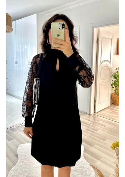 Kadın Uzun Kollu Tül Detay Sandy Mini Boy Elbise fiyatları