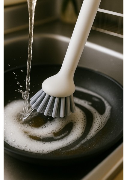 Vantuzlu Silikon Bulaşık Fırçası - Mutfak Banyo Tezgah Üstü Bulaşık-Lavabo Temizleme Fırçası Beyaz fiyatları