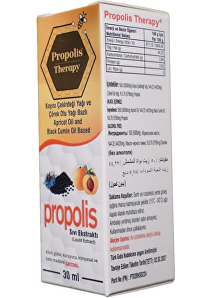 Kayısı Çekirdeği ve Çörek Otu Yağı Bazlı Propolis Ekstraktı 30 ml Helal Ürün fırsatları