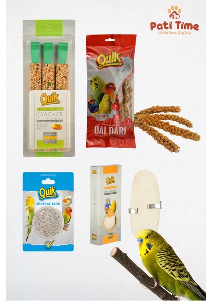 7li Set - Muhabbet Kuşu Besin Vitamin Bakım Başlangıç Seti - Kraker Min. Blok Muhabbet Yemi Dal Darı fiyatları