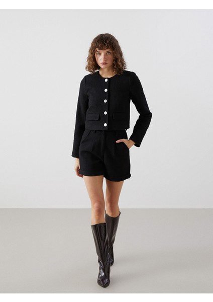 Yeni Sezon Standart Fit Kadın Tüvit Şort