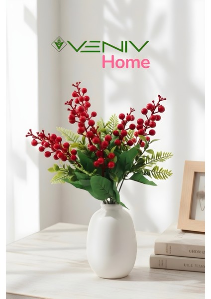 Kokina Demeti 7 Dallı Yoğun Yapraklı- Yapay Çiçek 2026 Yılına Özel Üretim- 40 cm